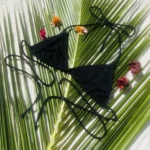 Black triangle Kira bikini top with adjustable ties for a flawless tan.