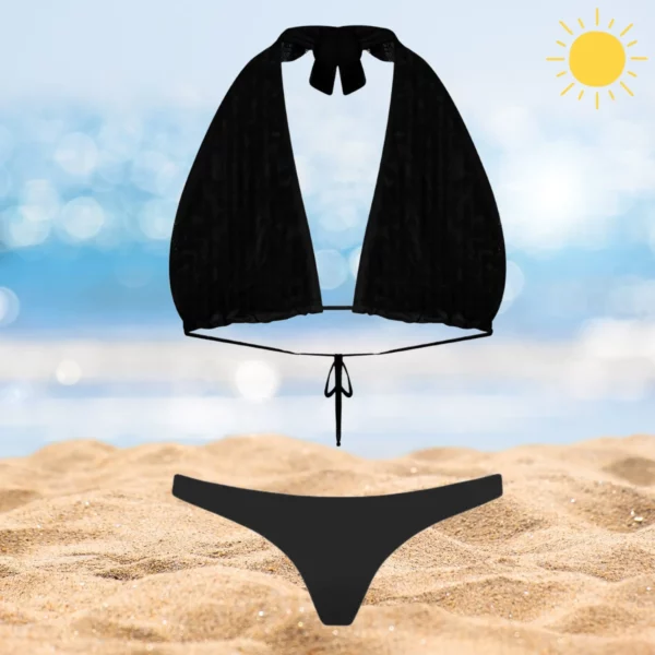 Black Layla & Zara beach set with adjustable top and cheeky bottom.