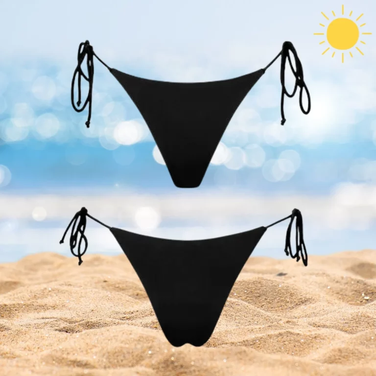 Black Chloe Bottom bikini with adjustable tie sides for custom fit.
