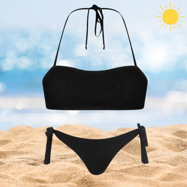 Black Mia & Ava tan-through bikini set with adjustable ties.