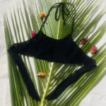 Black Mia Top bikini for smaller busts with adjustable ties.