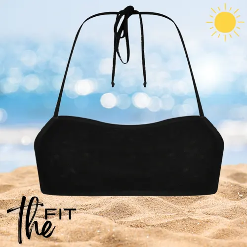 Black Mia bikini top with adjustable ties for smaller busts.