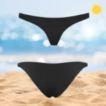 Zara Bottom black bikini for flattering, tan-through sunbathing experience.