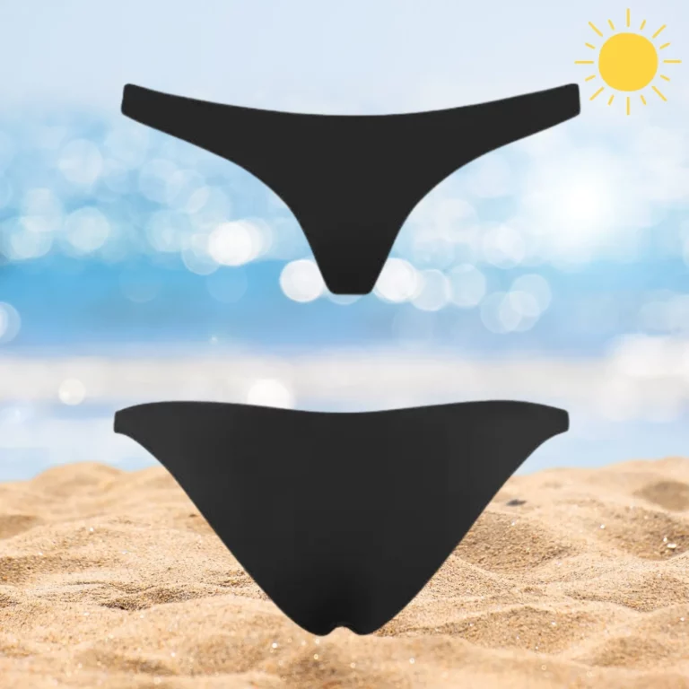 Zara Bottom black bikini for flattering, tan-through sunbathing experience.